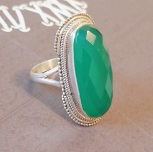 925 and Green chryso onyx ring.